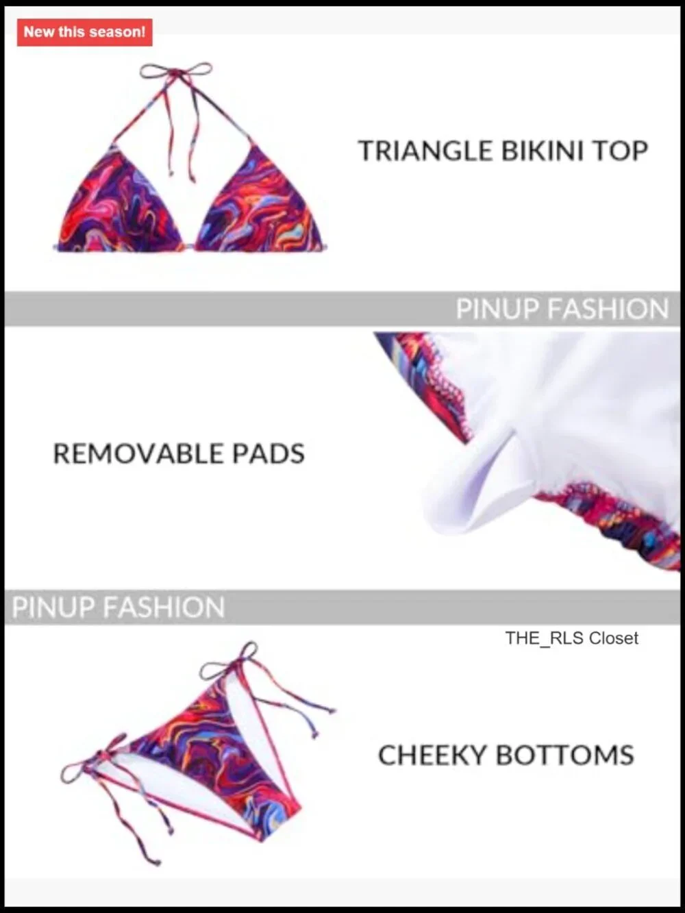3 Piece Bikini Set with Mesh Cover Up Triangle Halter Thong